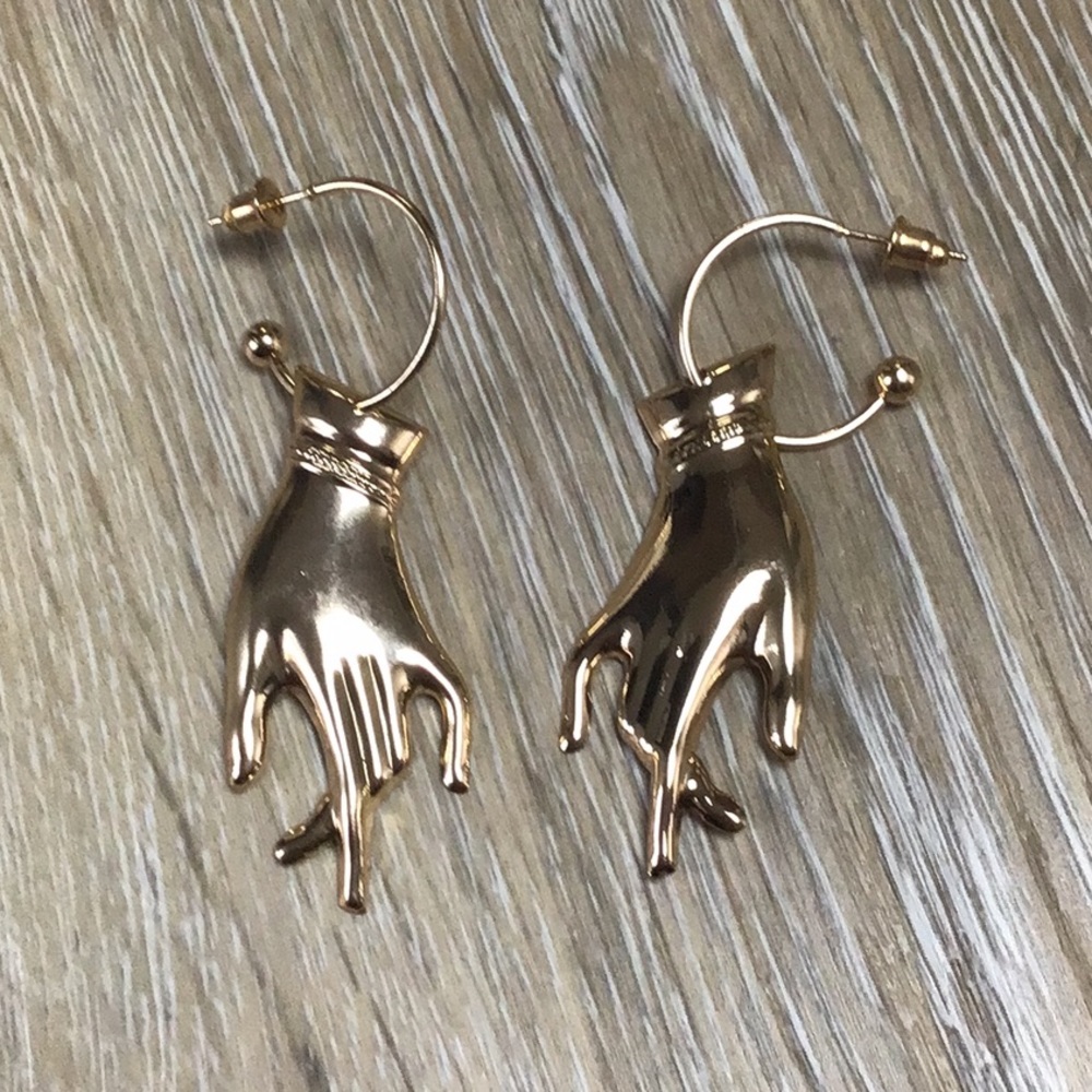 New Rose Gold Colored Victorian Inspired Lady Hand earrings.
